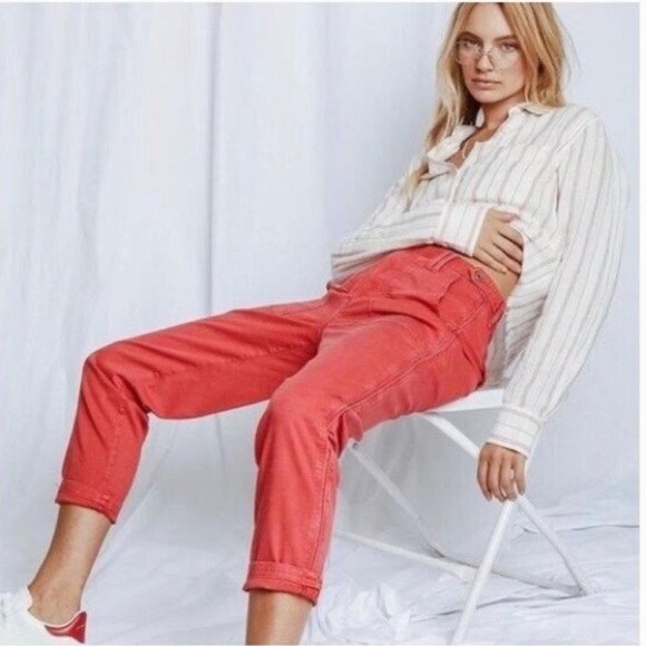 NWT Pistola Erin High Rise Crop Straight Leg Pink Pants with Cargo Pockets, 31 - Picture 4 of 14